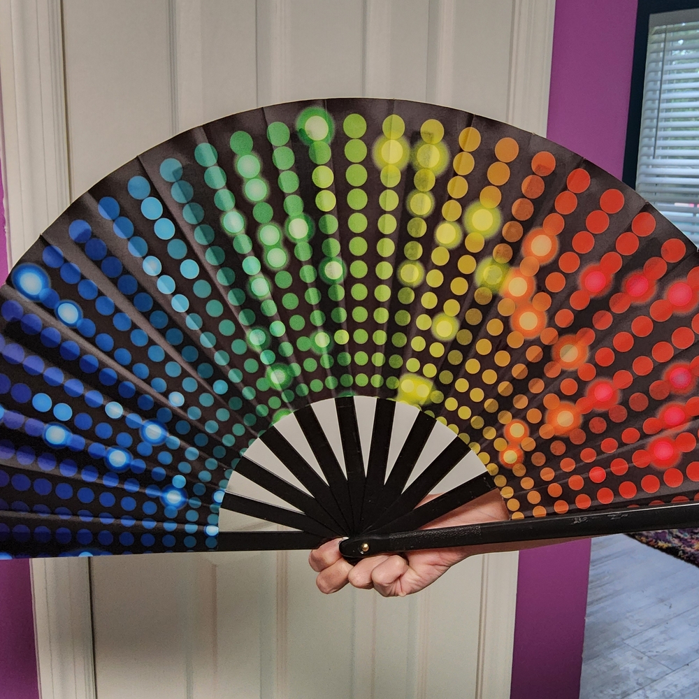 Colorful Dot Pattern Hand Fan
